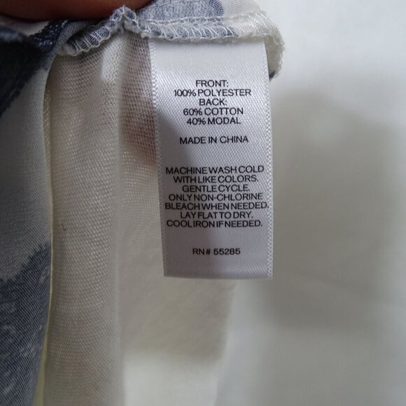 Express Striped Lace Print Short Sleeve Top Women Size L Keyhole Back Scoop Neck - Picture 6 of 9